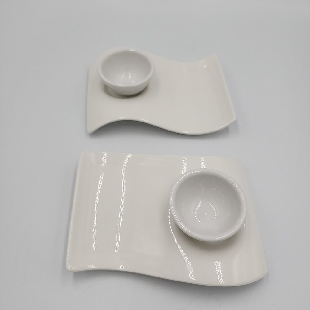 VILLEROY AND BOCH 1748 GERMANY  SNACK PLATE/SAUCER WITH SMALL CUP Set Of 2